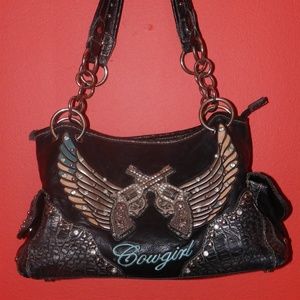 Western Badass Cowgirl Bling Purse Guns w/ Wings